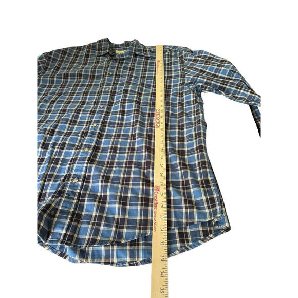 Eddie Bauer Shirt Mens Large Tall Blue Plaid Long Sleeve Pocket Cotton Casual - Picture 4 of 7